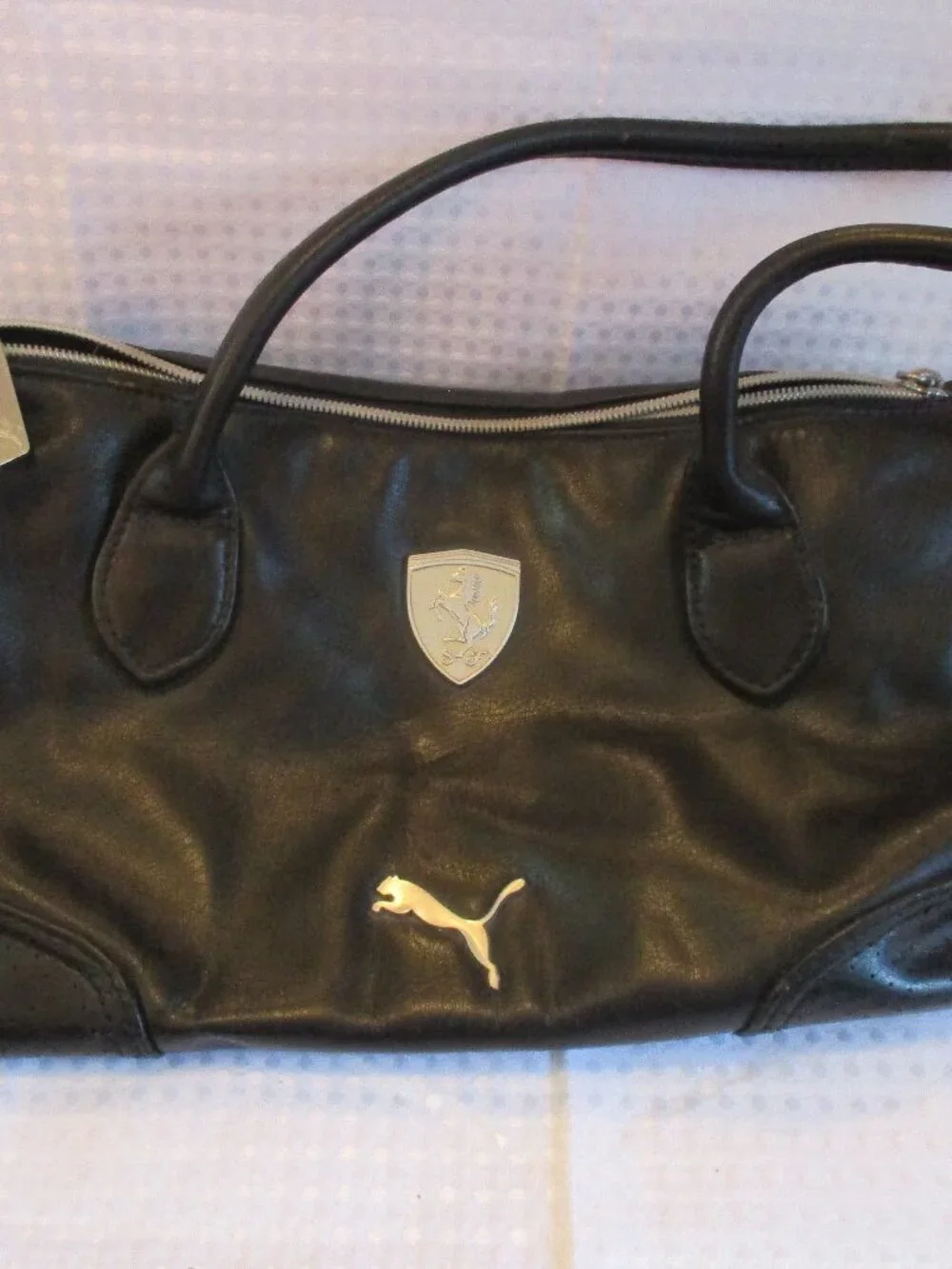 Vintage Puma Scuderia Ferrari Official Sm Black Faux Leather Double Handled Tote